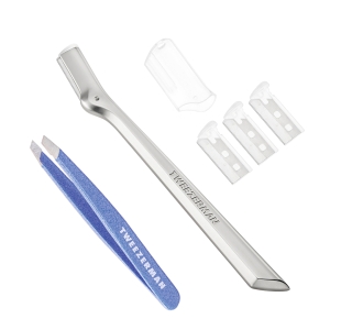 Eyebrow Razor & Granite Sky Mini Slant Tweezer